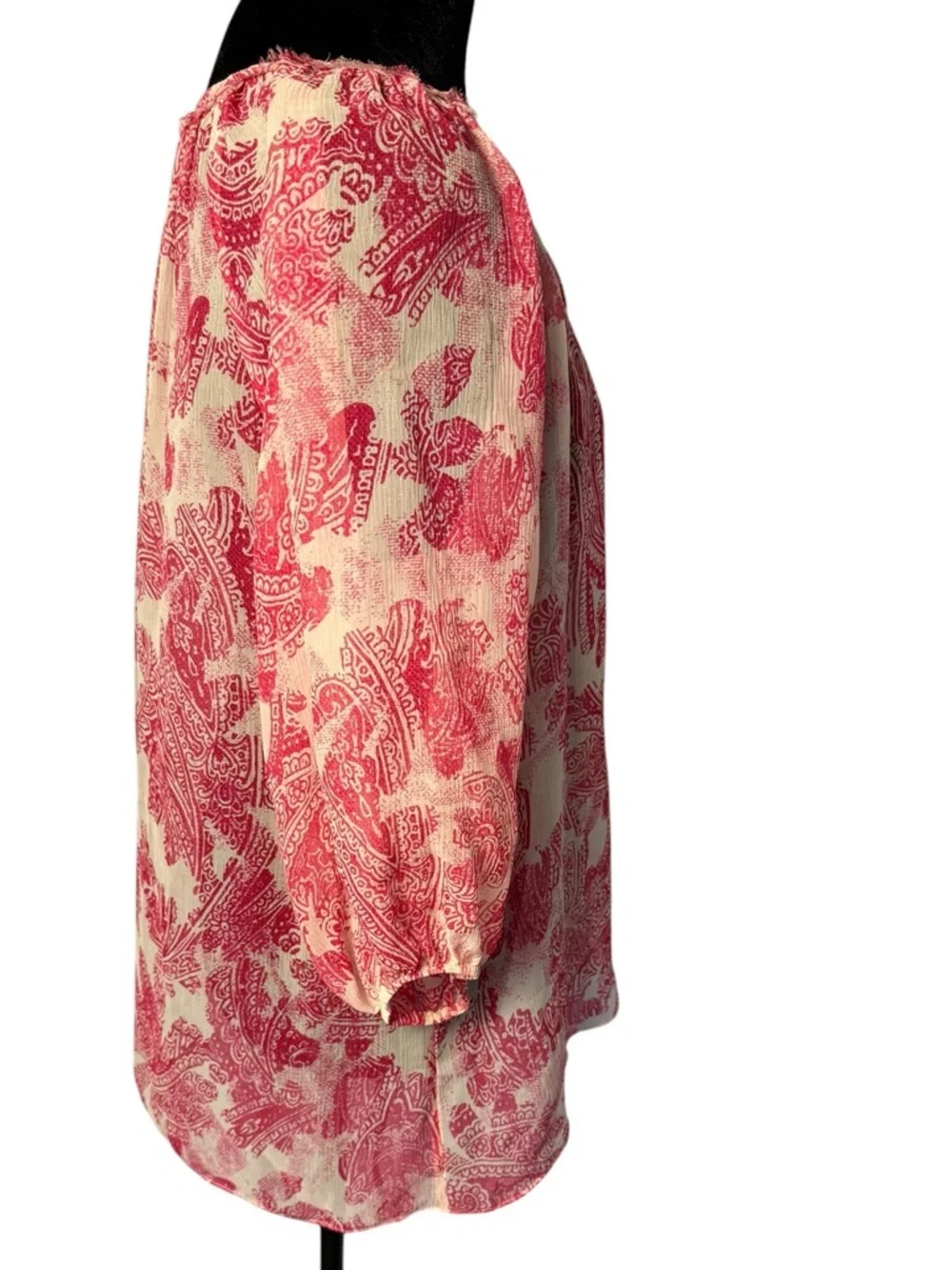 Banana Republic Pink Paisley 100% Silk Peasant Top M
